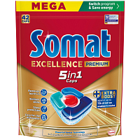 Somat tabletki do zmywarki Excellence Premium 5w1, 42 szt.