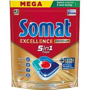 Somat tabletki do zmywarki Excellence Premium 5w1, 42 szt.