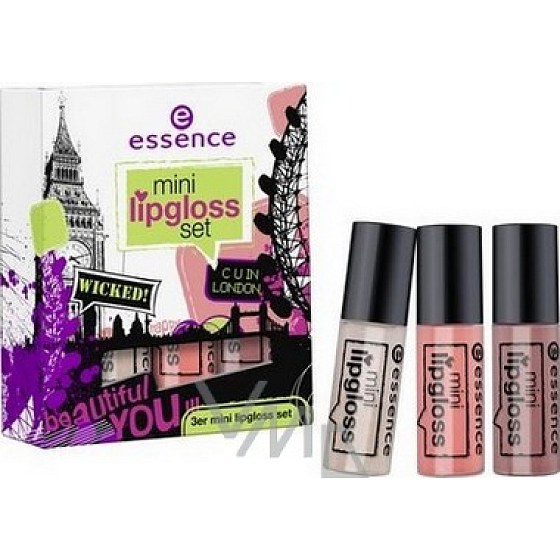 Essence Mini Lipgloss mini sada lesků na rty 04 London Calling 3x2 ml, kosmetická sada