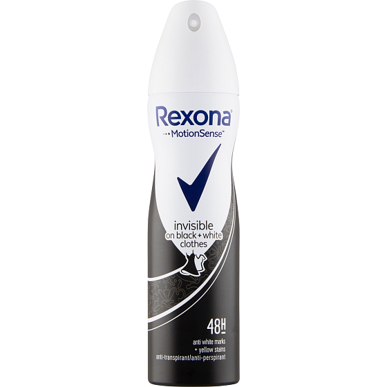 Rexona antyperspirant Niewidoczny na czarnych i białych ubraniach, 150 ml