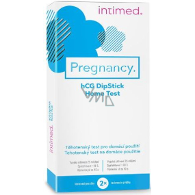 IntiMed Pregnancy hCG DipStick Těhotenský test pro domácí použití 2 testovací proužky IntiMed Pregnancy hCG DipStick Těhotenský test pro domácí použití 2 testovací proužky