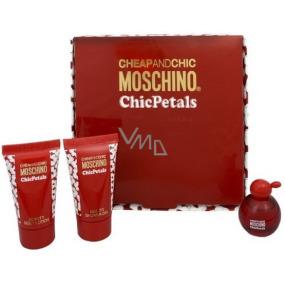 Moschino Cheap And Chic Chic Petals toaletní voda 4,9 ml + tělové mléko 25 ml + sprchový gel 25 ml, dárková sada