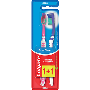 Colgate szczoteczki do zębów Extra Clean, średnia twardość, opakowanie 1+1