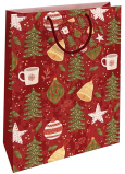 Nekupto Torba prezentowa z papieru 32,5 x 26 x 13 cm Choinki bożonarodzeniowe czerwona