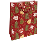 Nekupto Torba prezentowa z papieru 32,5 x 26 x 13 cm Choinki bożonarodzeniowe czerwona