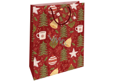 Nekupto Torba prezentowa z papieru 32,5 x 26 x 13 cm Choinki bożonarodzeniowe czerwona