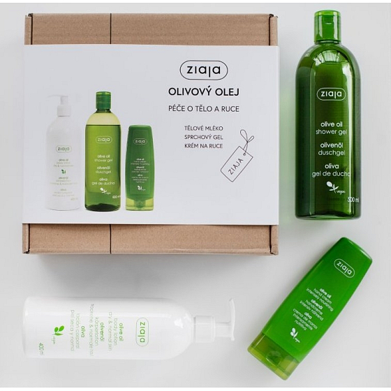 Ziaja Olej z oliwek żel pod prysznic 500 ml + mleczko do ciała 400 ml + krem do rąk i paznokci 80 ml, zestaw kosmetyczny