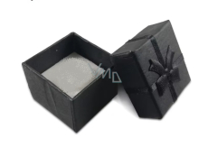 Pudełko prezentowe z gąbką na biżuterię z kokardą czarne 4 x 4 x 2,5 cm