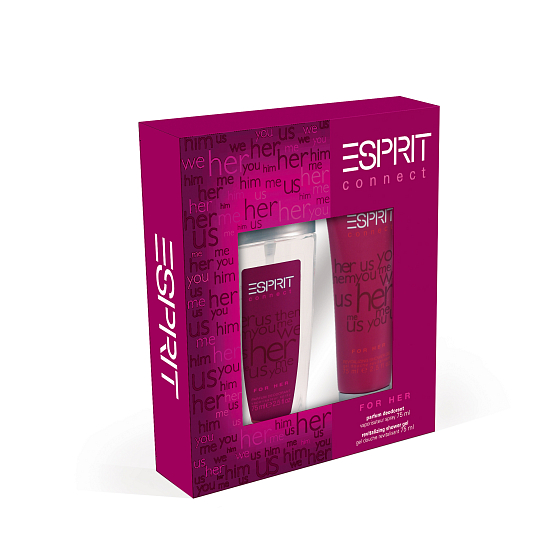 Esprit Connect for Her parfémovaný deodorant sklo 75 ml + sprchový gel 75 ml, dárková sada