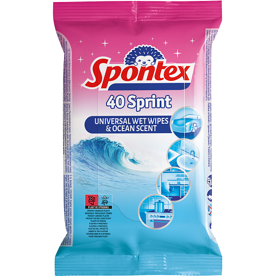 Spontex Sprint Fresh Ocean nawilżane uniwersalne chusteczki 40 sztuk
