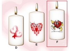 Lima Valentýnská svíčka Běžící srdce svíčka s obtiskem bílá válec 50 x 100 mm 1 kus