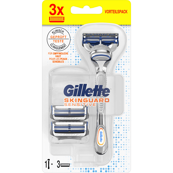 Gillette SkinGuard Sensitive holicí strojek + náhradní hlavice 3 kusy pro muže