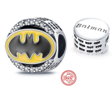 Zawieszka ze srebra próby 925 Batman z cyrkoniami, koralik do bransoletki