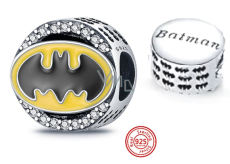 Zawieszka ze srebra próby 925 Batman z cyrkoniami, koralik do bransoletki