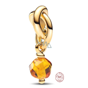 Zawieszka ze srebra próby 925 Pleciony fasetowany krąg w kolorze pomarańczowym, wisiorek do bransoletki symbol listopad Zawieszka ze srebra próby 925 Pleciony fasetowany krąg w kolorze pomarańczowym, wisiorek do bransoletki symbol listopad