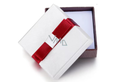 Pudełko prezentowe z gąbką na biżuterię z wstążką biało-czerwoną 6 x 6 x 2,4 cm 1 sztuka