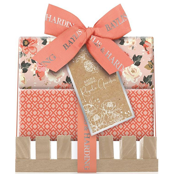 Baylis & Harding Královská zahrada toaletní mýdlo 2 x 200 g + dřevěné mýdlenka, kosmetická sada pro ženy