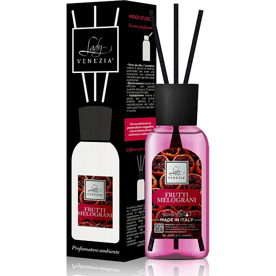Lady Venezia Fruti Melograni - Granátové jablko aroma difuzér s tyčinkami pro postupné uvolňování vůně 50 ml