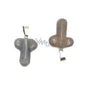 Achát Penis pro szczęście, przywieszek naturalny kamień ręcznie szlifowany cca 11 x 22 mm
