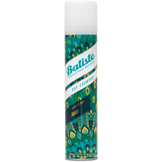 Batiste Luxe suchý šampon na vlasy s okázalou a odvážnou vůní, zanechává vlasy svěží a hedvábně lesklé 200 ml