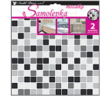 Samolepka na zeď mozaika plastická, imitace obkladů, šedočerná 2 archy 25,5 x 25,5 cm