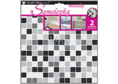 Samolepka na zeď mozaika plastická, imitace obkladů, šedočerná 2 archy 25,5 x 25,5 cm