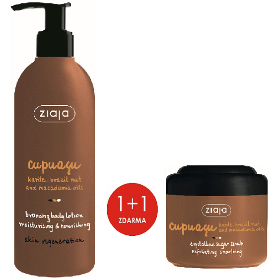 Ziaja Cupuacu bronzující tělové mléko 300 ml + krystalický cukrový peeling 200 ml, duopack