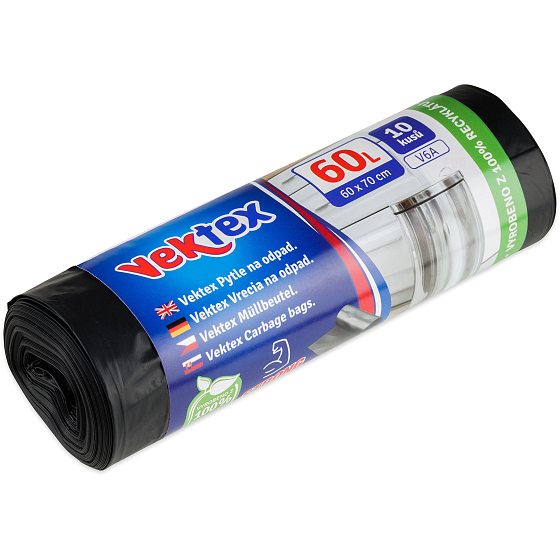 Vektex Worki na śmieci czarne 24 µ, 60 litrów 60 x 70 cm 10 sztuk