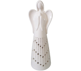 Dekoracja Anioł porcelanowy z LED oświetleniem 32,5 cm