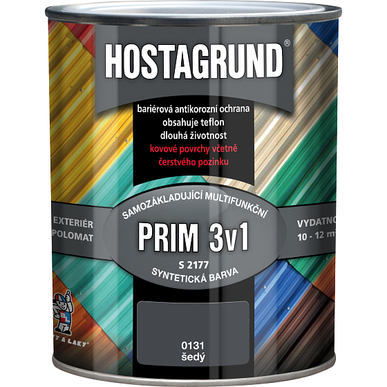 Hostagrund Prim 3v1 S2177 podstawowy i wierzchni kolor na metal, 0131 szary, 600 ml