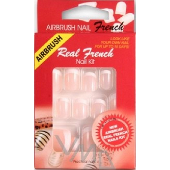Airbrush Real French umělé nehty na francouzskou manikúru 24 kusů se třpytkami