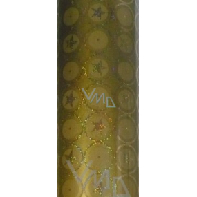 Zoewie Dárkový balicí papír 70 x 150 cm Vánoční zlatý s hvězdičkami a třpytkami