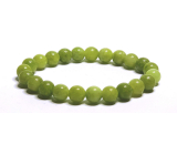 Jadeit Olive bransoletka elastyczna naturalny kamień, kuleczka 6 mm / 16 - 17 cm