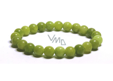 Jadeit Olive bransoletka elastyczna naturalny kamień, kuleczka 6 mm / 16 - 17 cm