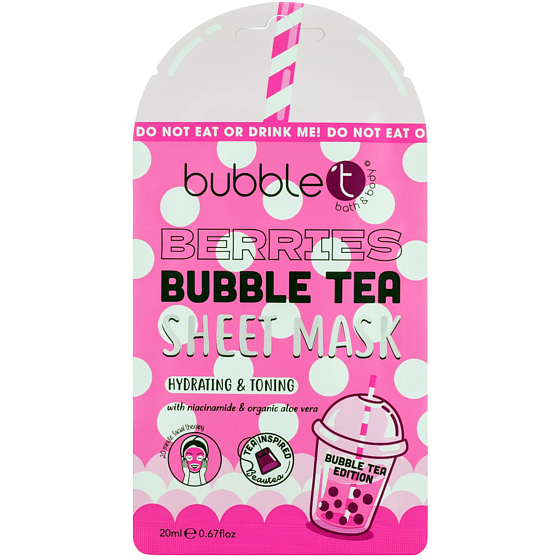 Bubble´t Berries Bubble Tea textilní maska pro všechny typy pleti 20 ml