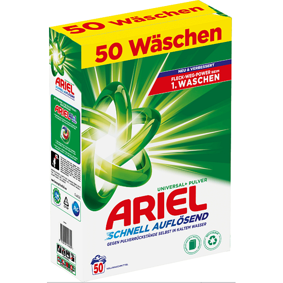 Ariel Universal+ Pulver univerzální prací prášek na barevné prádlo 50 dávek 3 kg