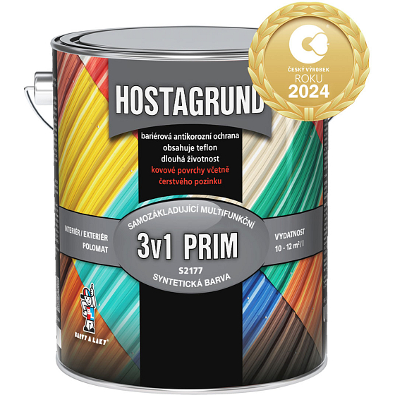 Hostagrund Prim 3v1 S2177 podkład i farba wierzchnia na metal, 0199 czarna, 2,5 l