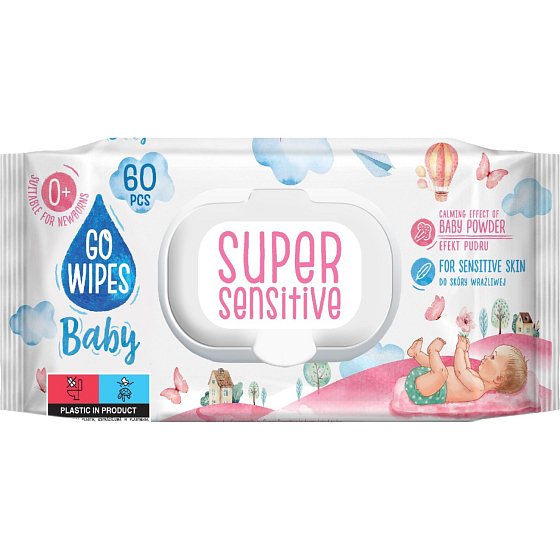 Go Wipes Baby Super Sensitive chusteczki nawilżane dla dzieci, 60 sztuk