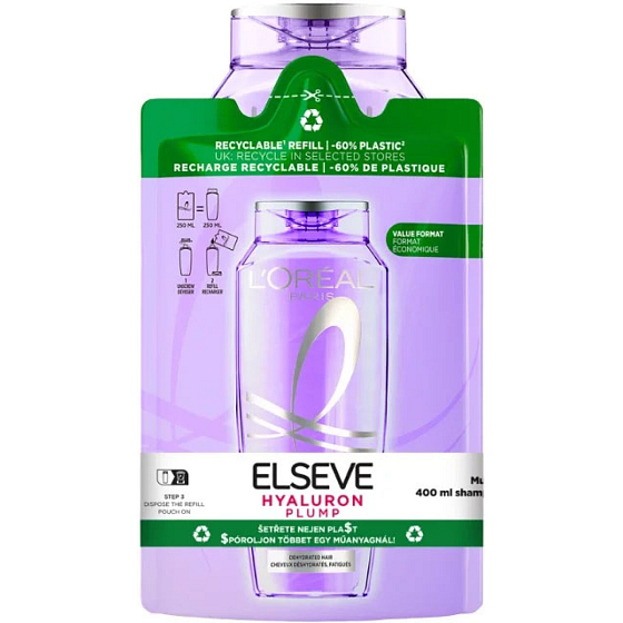 L'Oréal Hyaluron Plump szampon, 400+250 ml