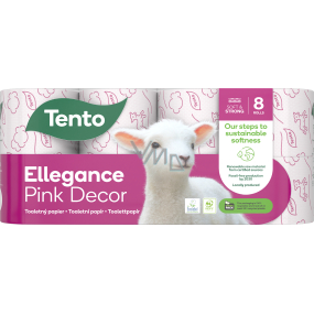 Ten Ellegance Pink Decor papier toaletowy 150 arkuszy 3 warstwy 8 sztuk