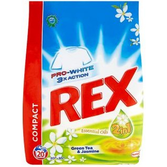 Rex 3x Action Green Tea & Jasmine Pro-White prášek na praní 20 dávek 1,5 kg