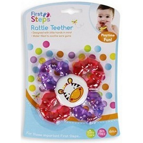 First Steps Rattle Teether kousátko s chrastítkem Zebra