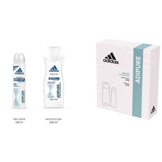 Adidas Adipure deodorant sprej 150 ml + sprchový gel 250 ml, kosmetická sada pro ženy