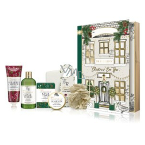 Baylis & Harding Moruše, Jmelí a Brusinka pěna do koupele 300 ml + mýdlo 150 g + tělové mléko 130 ml + tělové máslo 100 g + jemné ponožky + mycí žínka + visačka na dveře, kosmetická sada