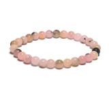 Opal różowy bransoletka elastyczny naturalny kamień, kulka 6 mm / 16 - 17 cm, kamień królowej, przyciągłości, żeńskiej intuicji i piękna