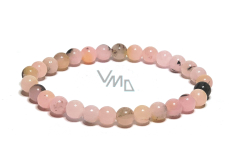 Opal różowy bransoletka elastyczny naturalny kamień, kulka 6 mm / 16 - 17 cm, kamień królowej, przyciągłości, żeńskiej intuicji i piękna
