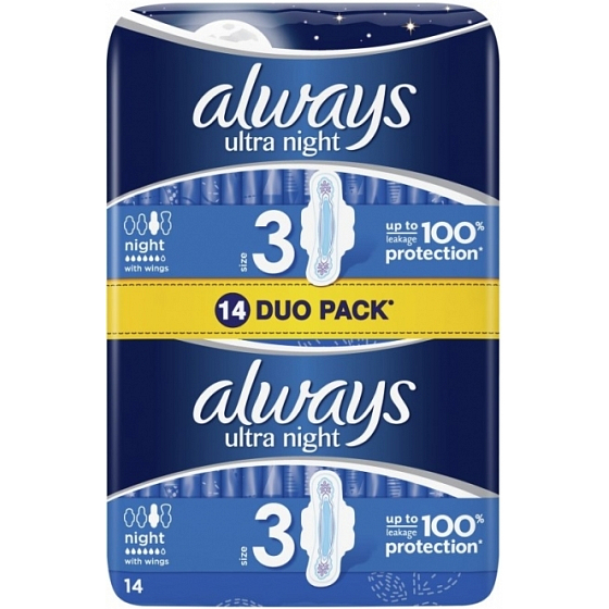Always Ultra Night podpaski higieniczne z skrzydełkami 2 x 7 sztuk