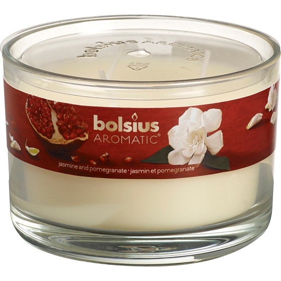 Bolsius Aromatic Jasmine & Pomegranate - Jasmín & Pomeranč 3 knoty vonná svíčka ve skle 70 x 106 mm 685 g, doba hoření 83 hodin