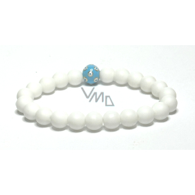 Achat biały matowy + Modre oko bransoletka elastyczna naturalny kamień, kuleczka 8 mm / 16 - 17 cm, zapewnia spokój i harmonię Achat biały matowy + Modre oko bransoletka elastyczna naturalny kamień, kuleczka 8 mm / 16 - 17 cm, zapewnia spokój i harmonię