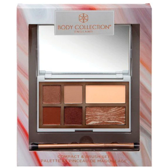 Body Collection Compact & Brush Set cienie 6 g + puder 2,5 g + rozświetlacz 2,5 g + pędzel kosmetyczny 1 szt., kosmetyczna kaseta do makijażu